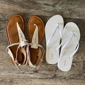 2 FOR 1 white sandal/flip flop SZ 10